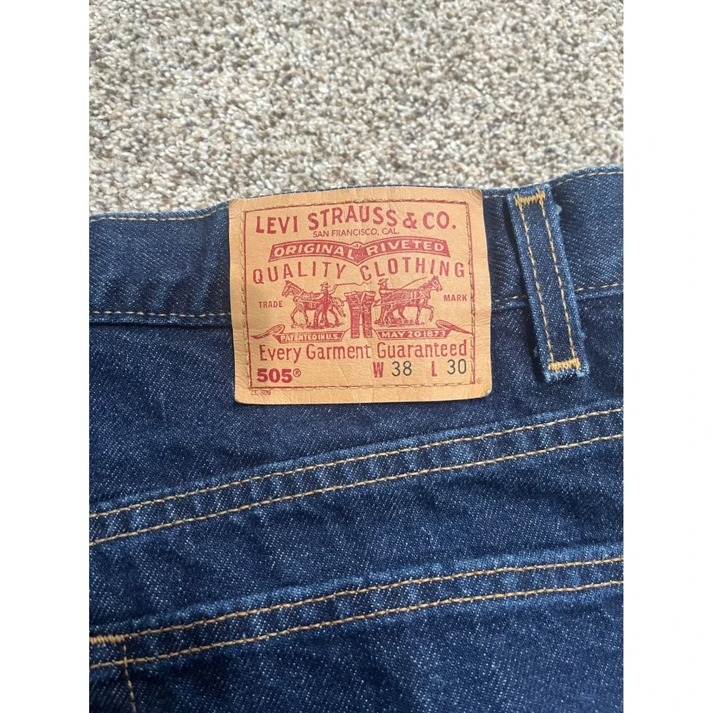 Vintage Y2K Levis 505 Regular Fit Straight Leg Jeans Mens 38x30 Indigo Blue USA